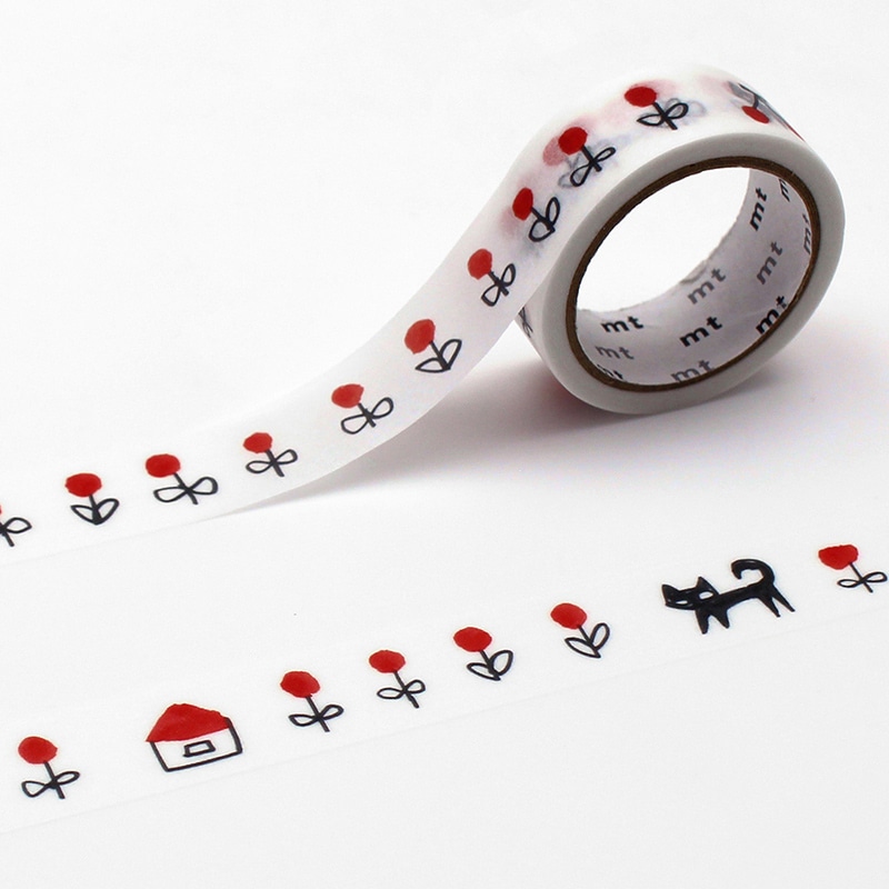 カモ井加工紙 マスキングテープ mt×松林誠 黒猫 MTMATU01 1巻(ご注文単位1巻)【直送品】