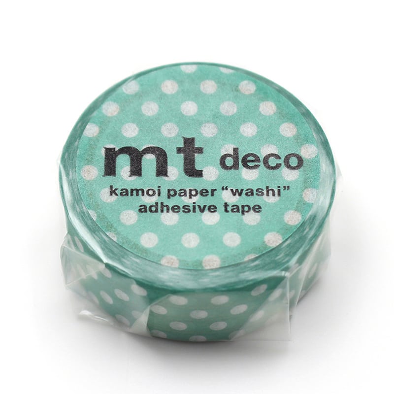 カモ井加工紙 マスキングテープ mt deco 1P ドット・エメラルドグリーン MT01D590 1巻（ご注文単位1巻）【直送品】