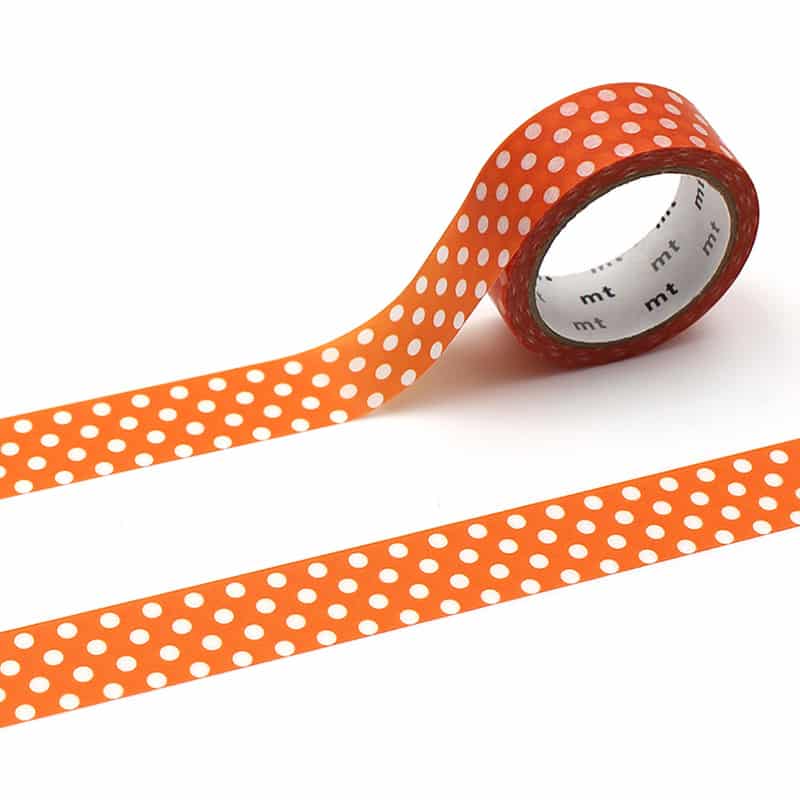 カモ井加工紙 マスキングテープ mt deco 1P ドット・ディープオレンジ MT01D591 1巻（ご注文単位1巻）【直送品】