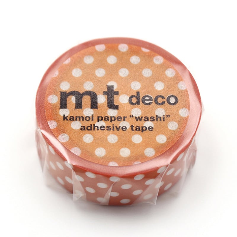 カモ井加工紙 マスキングテープ mt deco 1P ドット・ディープオレンジ MT01D591 1巻（ご注文単位1巻）【直送品】