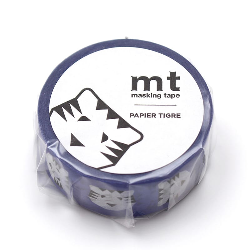 カモ井加工紙 マスキングテープ mt×パピエ ティグル TIGRE blue MTPAPI11 1巻（ご注文単位1巻）【直送品】