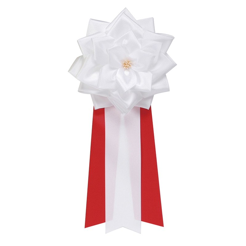 銀鳥産業 徽章リボン キ-3WHN 徽章バラ 大 3枚タレ 白 1個