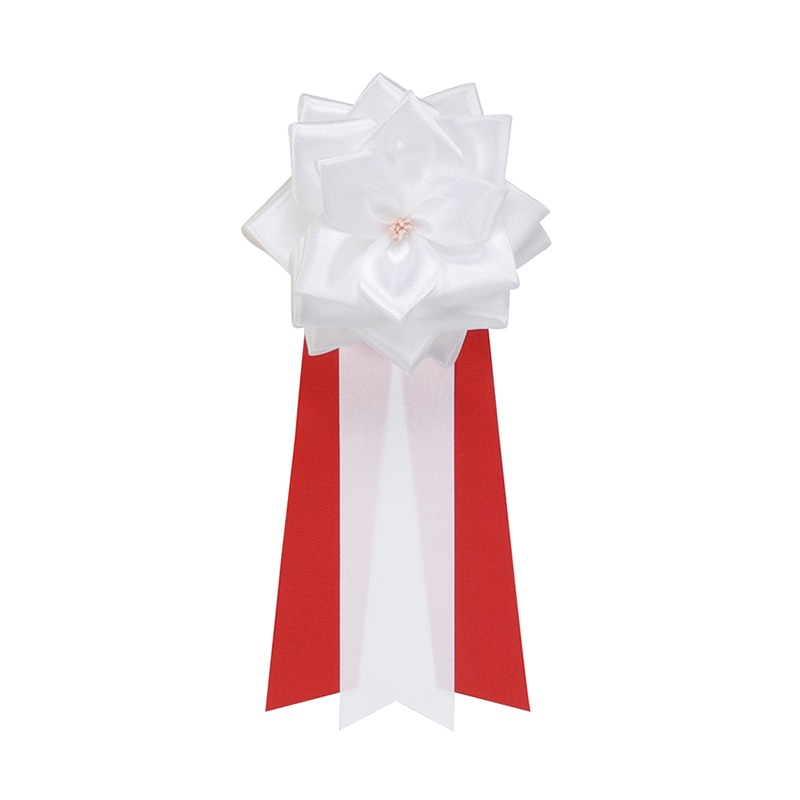 銀鳥産業 徽章リボン キ-4WHN 徽章バラ 中 3枚タレ 白 1個