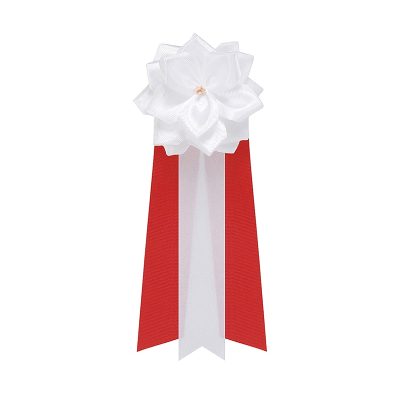 銀鳥産業 徽章リボン キ-5WHN 徽章バラ 小 3枚タレ 白 1個