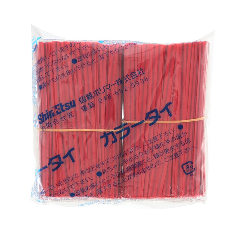 信越ポリマー カラータイ 4mm幅×8cm 赤 1000本/束