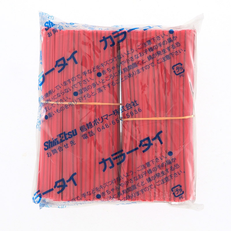 信越ポリマー カラータイ 4mm幅×10cm 赤 1000本/束
