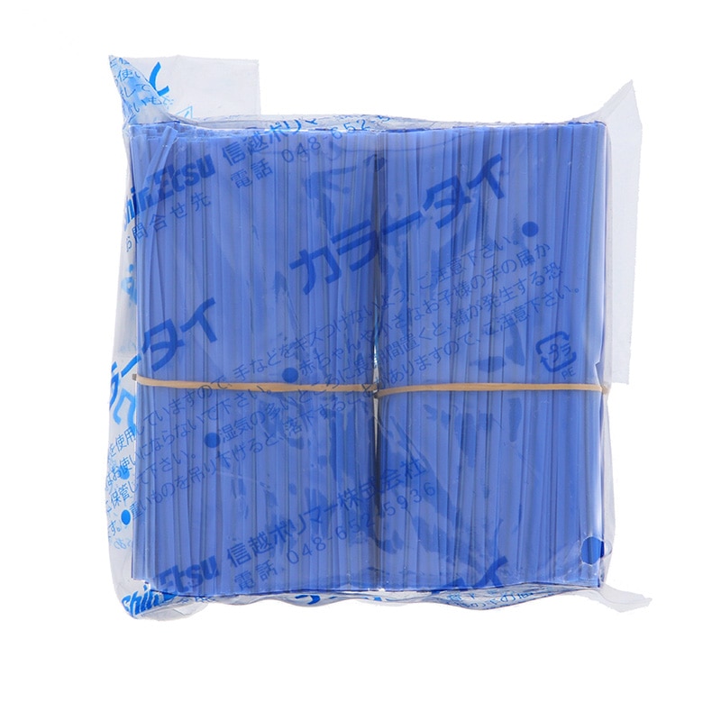 信越ポリマー カラータイ 4mm幅×8cm 青 1000本/束