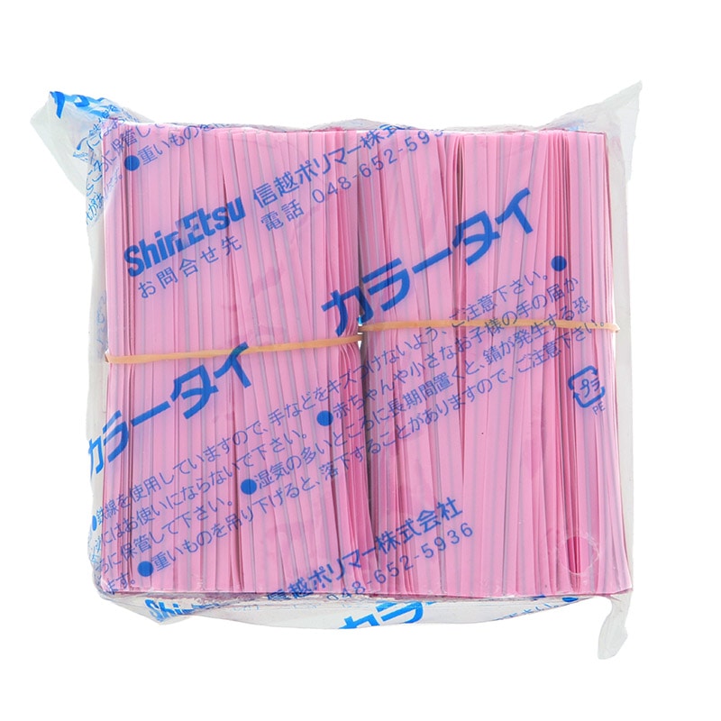 信越ポリマー カラータイ 4mm幅×8cm ピンク 1000本/束