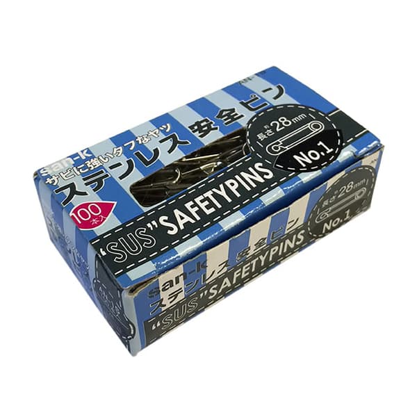 サンケーキコム ステンレス安全ピン No.1 28mm 100本箱入 AN-1S 1箱（ご注文単位10箱）【直送品】