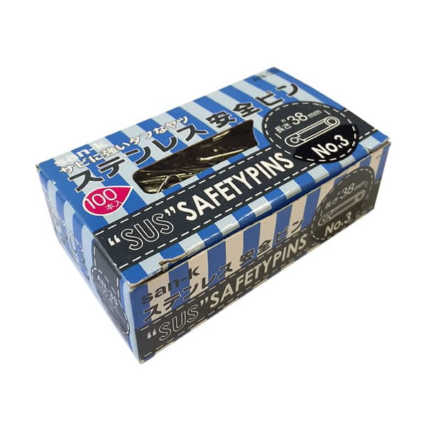 サンケーキコム ステンレス安全ピン No.3 38mm 100本箱入 AN-3S 1箱（ご注文単位10箱）【直送品】