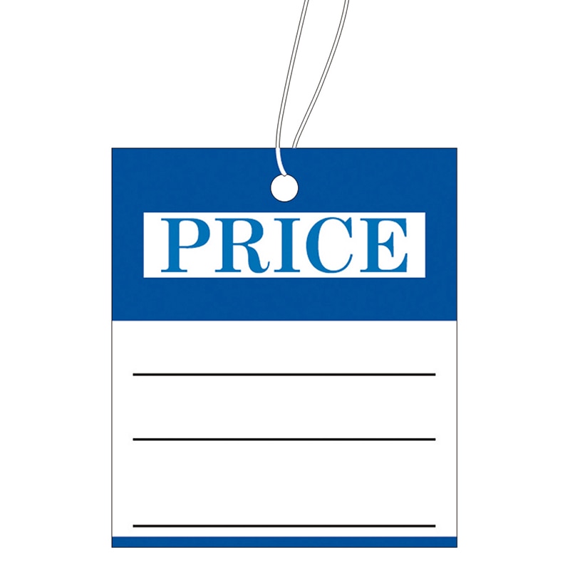 ササガワ 糸付き提札 四角型 青 PRICE 18-3336 500枚/箱