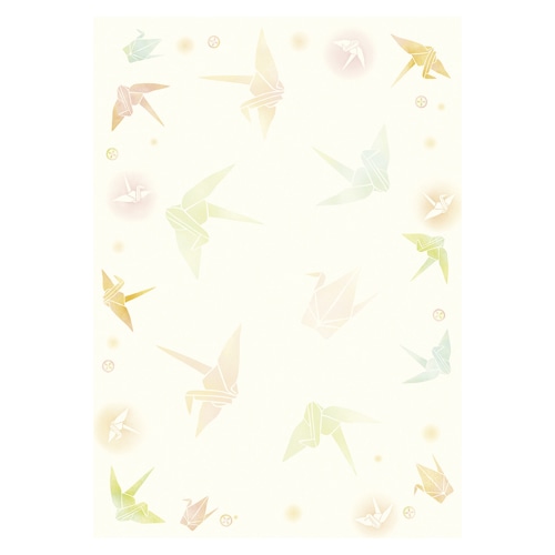 ササガワ 和柄OA用紙　和ごころ A4サイズ　1冊10枚入り 4-1037　折り鶴 1冊（ご注文単位5冊）【直送品】