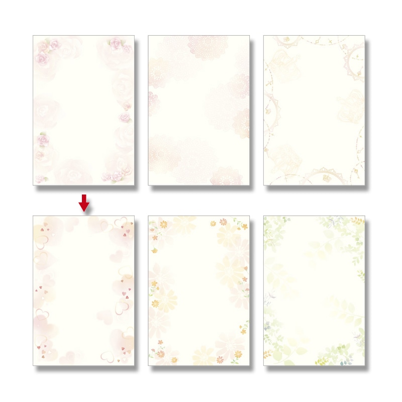 ササガワ 洋柄OA用紙 はがきサイズ 1冊20枚入り 4-1303 ハートフル 1冊(ご注文単位5冊)【直送品】