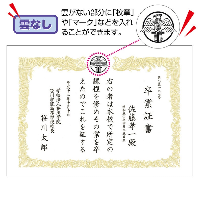 ササガワ OA賞状用紙 雲なし A4判 縦書用 10-1460 100枚 1箱(ご注文単位1箱)【直送品】