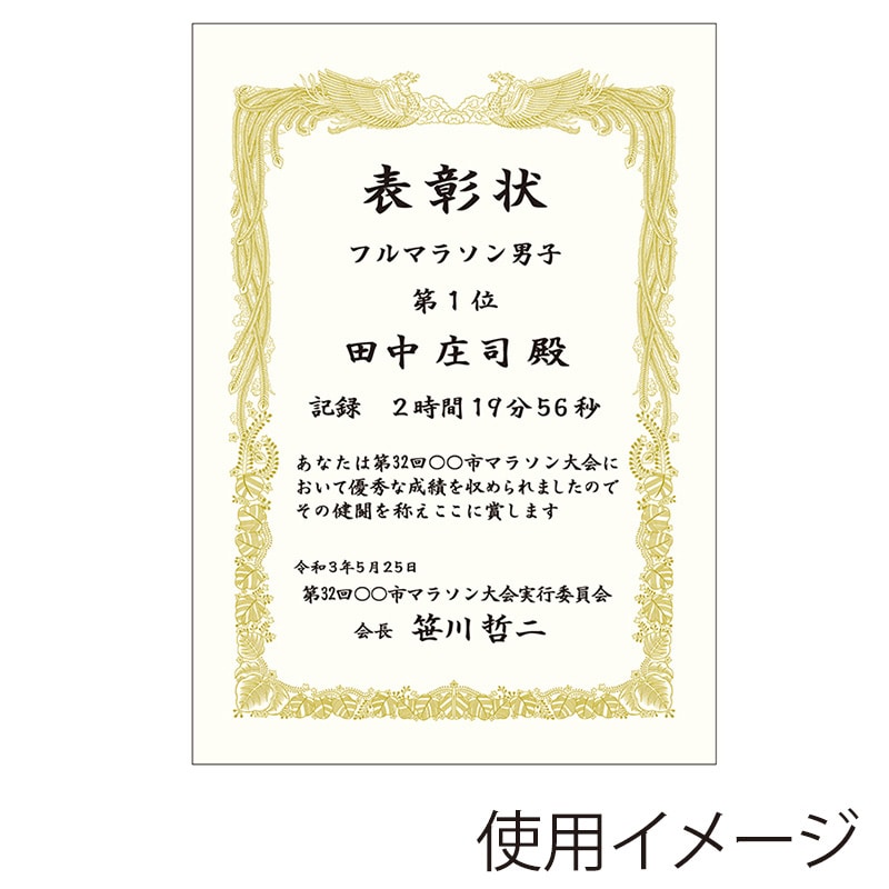ササガワ 金箔賞状用紙 A3判 横書用 白 10-3081 5枚 1冊(ご注文単位5冊)【直送品】