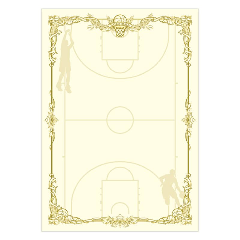 ササガワ スポーツ賞状用紙 プリンター対応 A4判 バスケットボール 横書用 10-1801 1冊（ご注文単位5冊）【直送品】