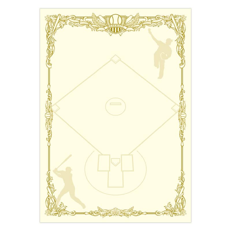 ササガワ スポーツ賞状用紙 プリンター対応 A4判 野球 横書用 10-1802 1冊（ご注文単位5冊）【直送品】