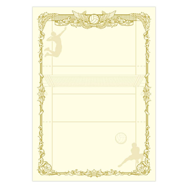 ササガワ スポーツ賞状用紙 プリンター対応 A4判 バレーボール 横書用 10-1803 1冊（ご注文単位5冊）【直送品】