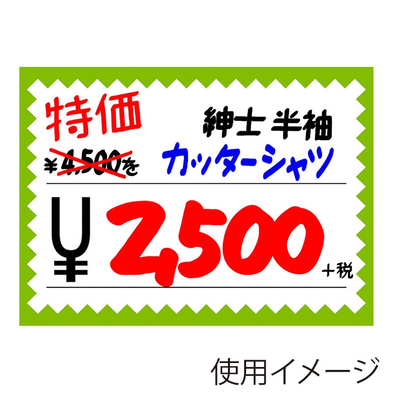 ササガワ カード 小 グリーン枠 ¥ 16-4266 50枚 1冊(ご注文単位5冊)【直送品】