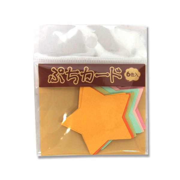 ササガワ 抜き型カード　ぷちカード 12枚（6色各2枚）袋入 16-7024　ホシ　中 1冊（ご注文単位5冊）【直送品】