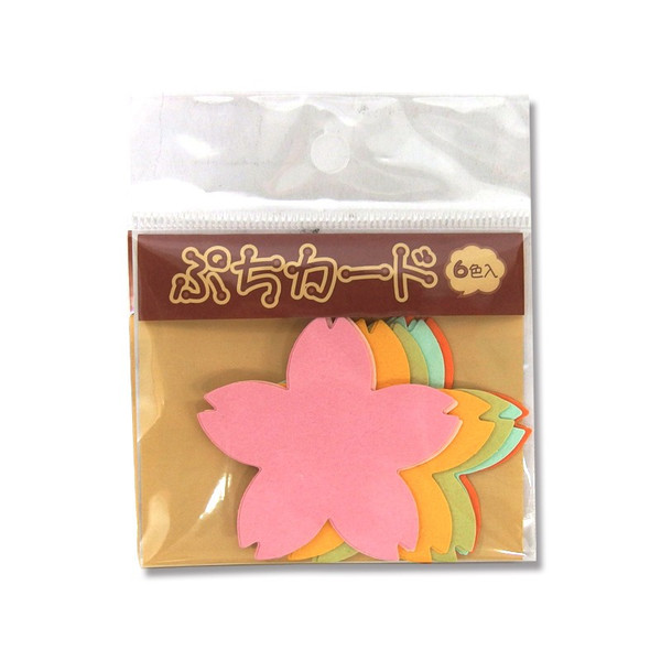 ササガワ 抜き型カード　ぷちカード 12枚（6色各2枚）袋入 16-7026　サクラ　中 1冊（ご注文単位5冊）【直送品】