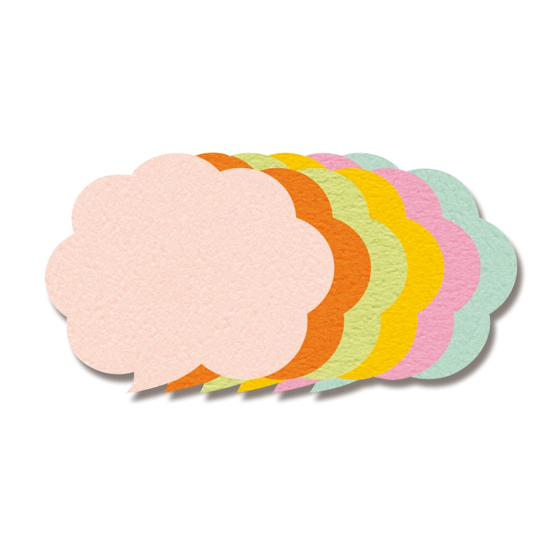 ササガワ 抜き型カード　ぷちカード 12枚（6色各2枚）袋入 16-7031　フキダシ　大 1冊（ご注文単位5冊）【直送品】