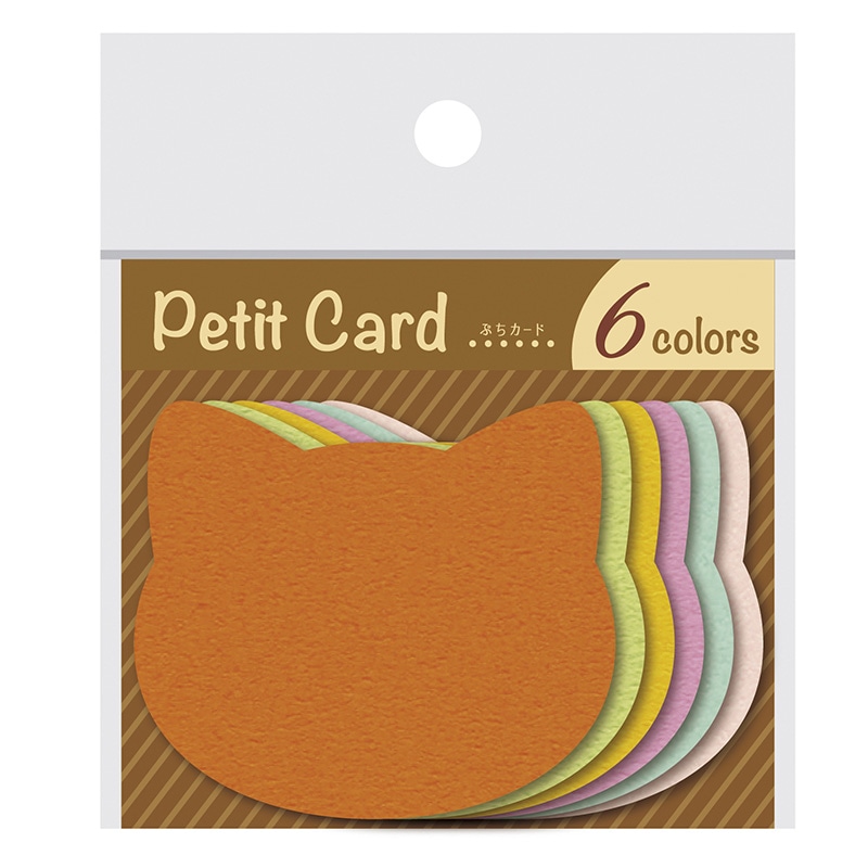 ササガワ ぷちカード 中 ネコ 16-7121 12枚(6色各2枚)/袋入