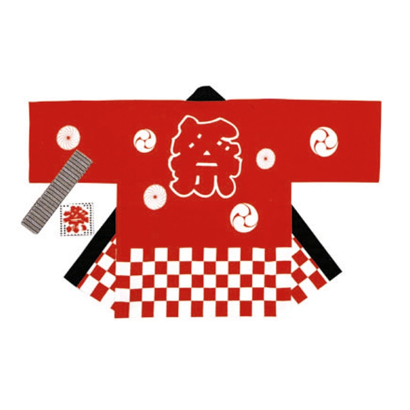 ササガワ 祭袢天 市松赤　11～13才用 40-3114 1セット（ご注文単位1セット）【直送品】