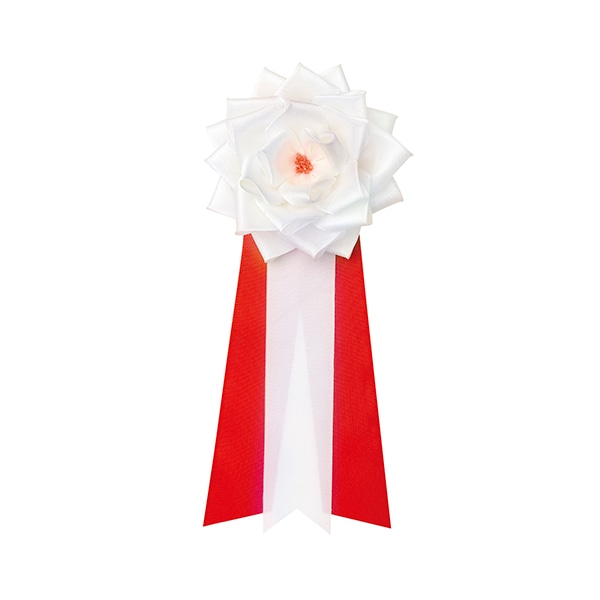 ササガワ 記章 リボンバラ　中　白 38-332　12個 1箱（ご注文単位1箱）【直送品】