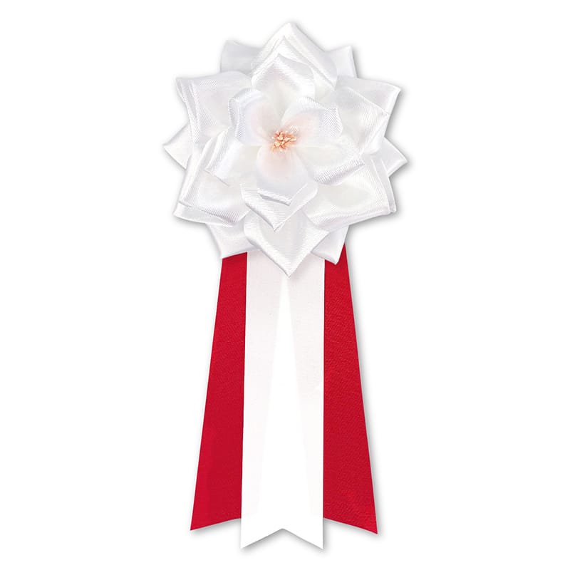 ササガワ 記章 バラ 3枚タレ 大 白 38-3222 1個（ご注文単位6個）【直送品】