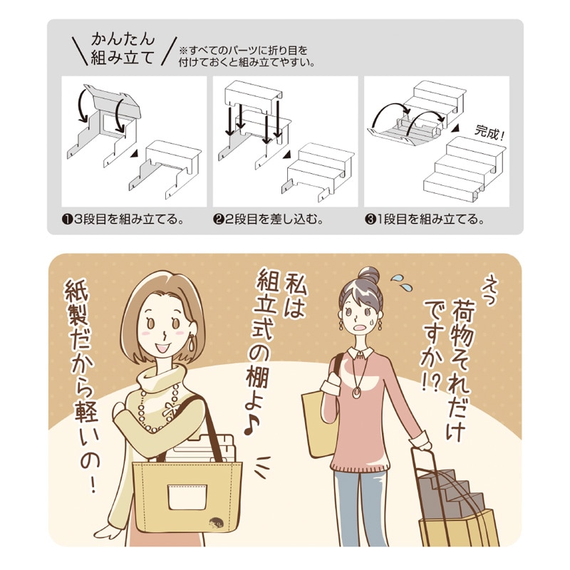 ササガワ 3段飾り棚 3個袋入 44-5800 3段飾り棚ホワイト組立式 1セット(ご注文単位1セット)【直送品】