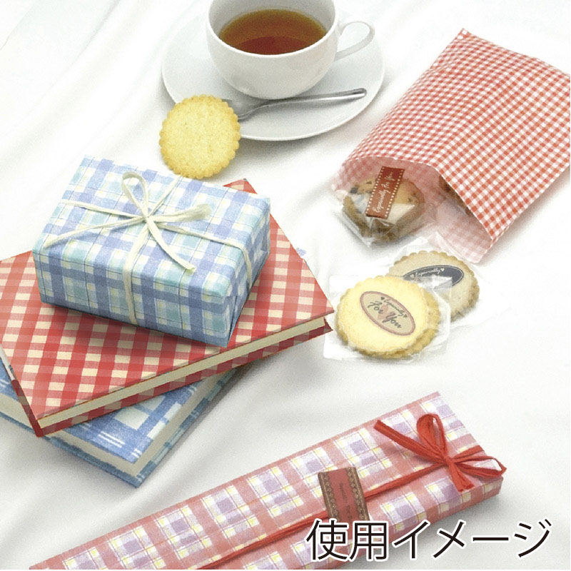 ササガワ 包装紙 タータンチェックR 半才判 49-1156 50枚 1包(ご注文単位1包)【直送品】