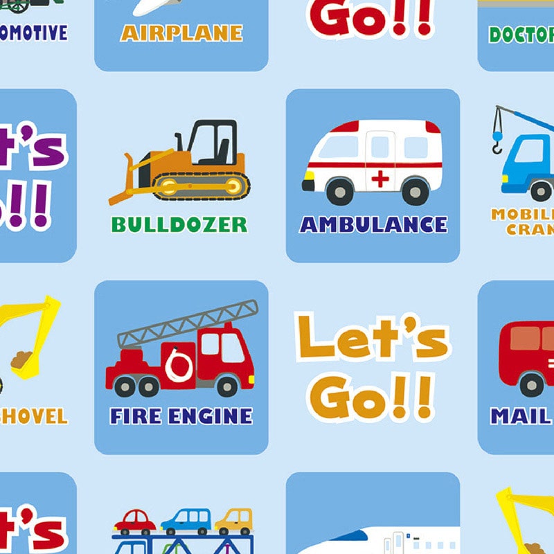 ササガワ 包装紙 はたらくのりもの　半才判 49-1308　50枚 1包（ご注文単位1包）【直送品】