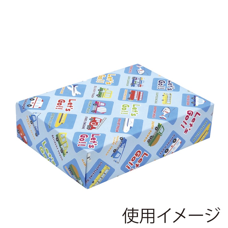 ササガワ 包装紙 はたらくのりもの　半才判 49-1308　50枚 1包（ご注文単位1包）【直送品】