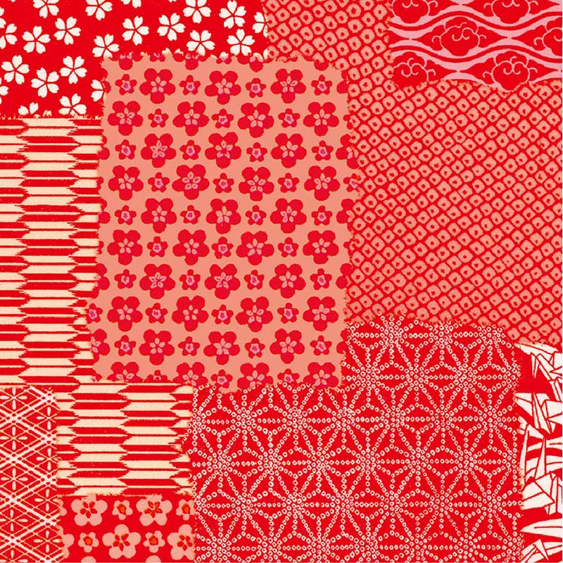 ササガワ 包装紙 千代紙合わせ 赤 半才判 49-1715 50枚 1包(ご注文単位1包)【直送品】