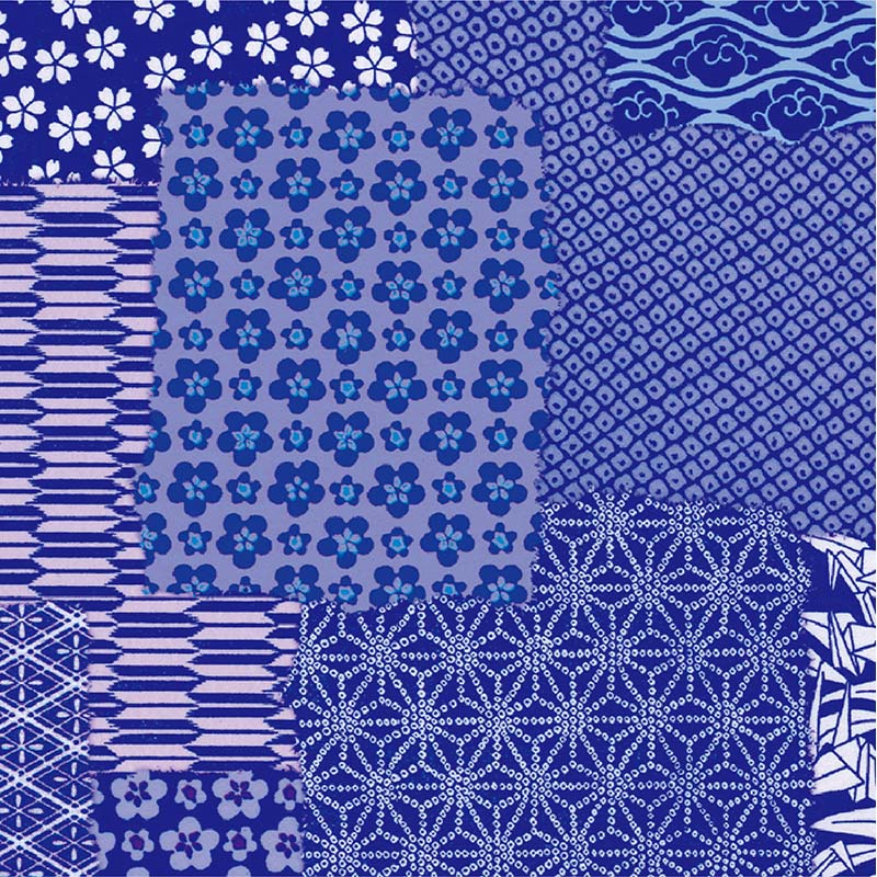 ササガワ 包装紙 千代紙合わせ 紺 半才判 49-1716 50枚 1包(ご注文単位1包)【直送品】