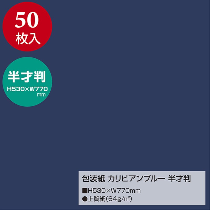 ササガワ 包装紙 半才判 カリビアンブルー 50枚 49-1217 1包(ご注文単位1包)【直送品】
