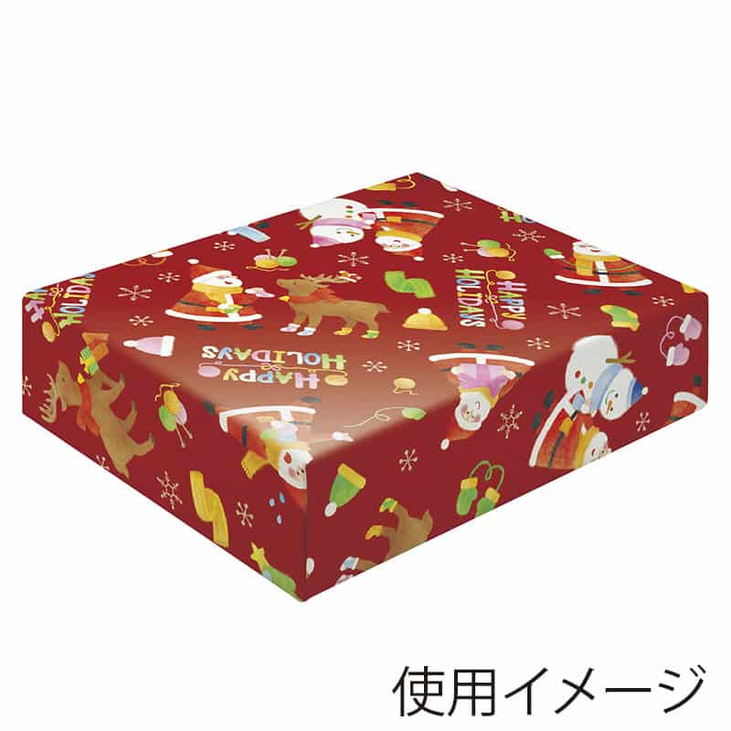 ササガワ 包装紙 半才判 10枚ロール リトルサンタ 赤 49-3649 1本（ご注文単位1本）【直送品】