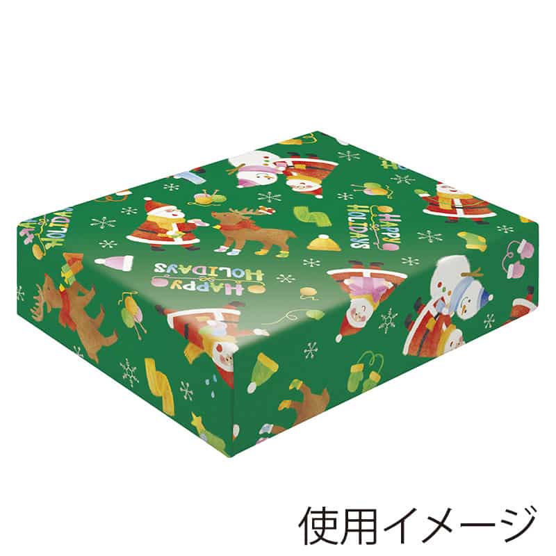 ササガワ 包装紙 半才判 10枚ロール リトルサンタ 緑 49-3650 1本（ご注文単位1本）【直送品】