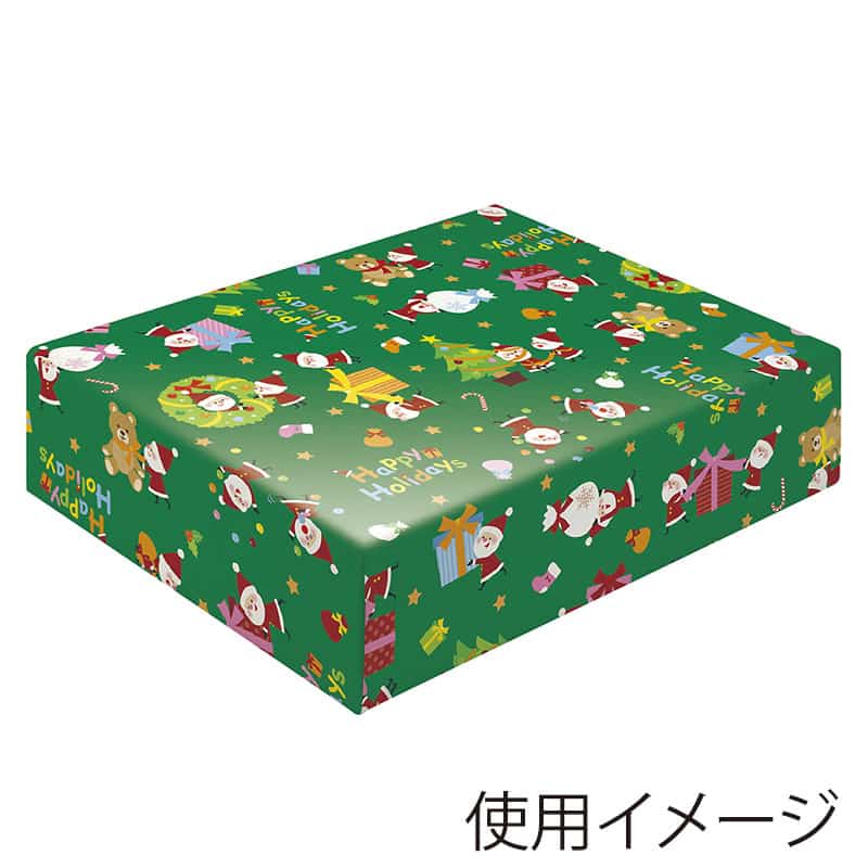 ササガワ 包装紙 全判 10枚ロール リトルサンタ 緑 49-4662 1本（ご注文単位1本）【直送品】