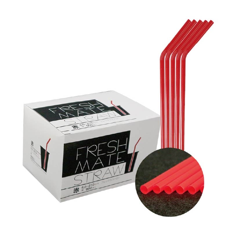 大黒工業 FMフレックスストロー 赤 裸 500本/袋（ご注文単位1袋)【直送品】