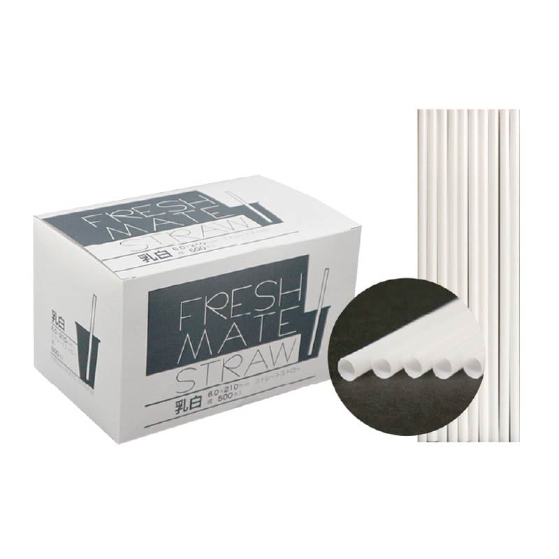 大黒工業 FMストレートストロー 乳白 裸 500本/袋（ご注文単位1袋)【直送品】