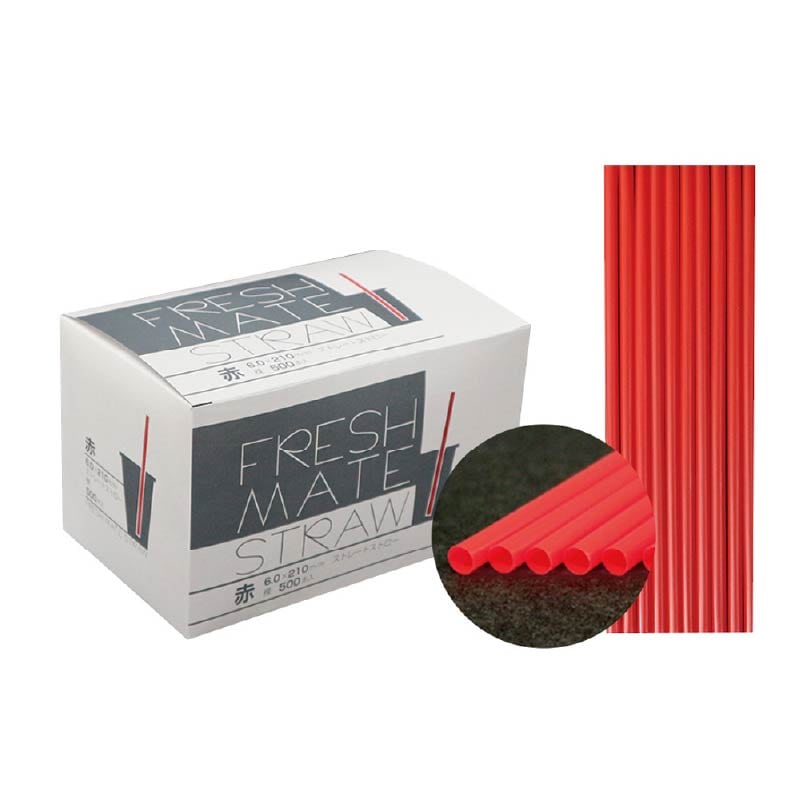 大黒工業 FMストレートストロー 赤 裸 500本/袋（ご注文単位1袋)【直送品】