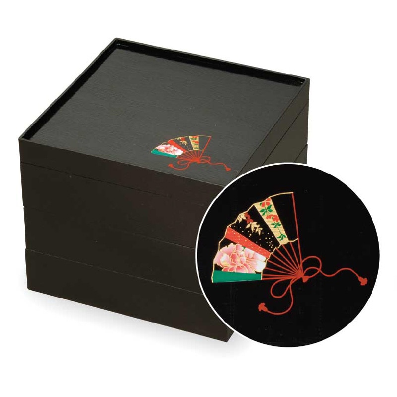 大黒工業 V-BOX 6.5寸 花扇 黒(金ボール付) 三段 1個/袋（ご注文単位1袋)【直送品】