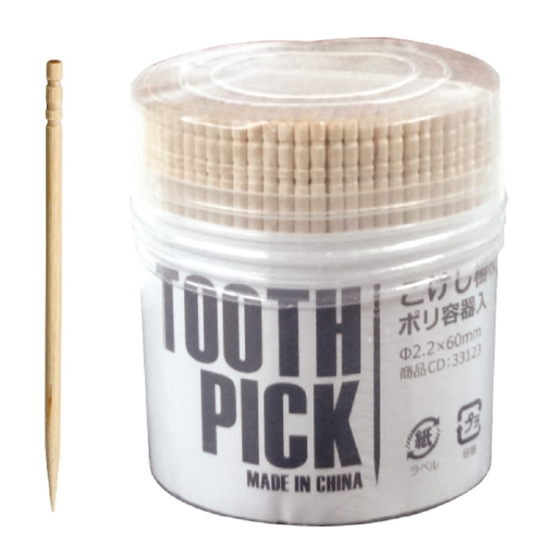 大黒工業 FMこけし楊枝 ポリ容器入 φ2.2×60mm 1個/袋（ご注文単位1袋)【直送品】