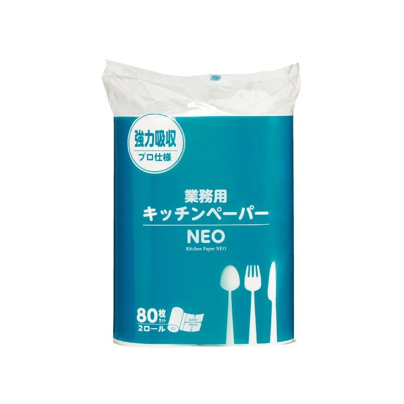 大黒工業 キッチンペーパー NEO 80枚 2ロール/パック（ご注文単位1パック)【直送品】