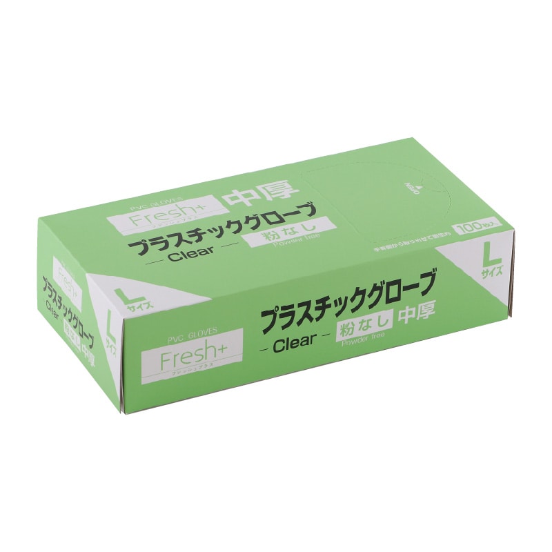 大黒工業 Fresh+中厚 L プラスチックグローブ Fresh+中厚 粉無 L 100枚/袋（ご注文単位1袋)【直送品】