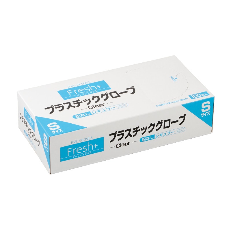 大黒工業 Fresh+レギュラー S プラスチックグローブ Fresh+レギュラー 粉無 S 100枚/袋（ご注文単位1袋)【直送品】