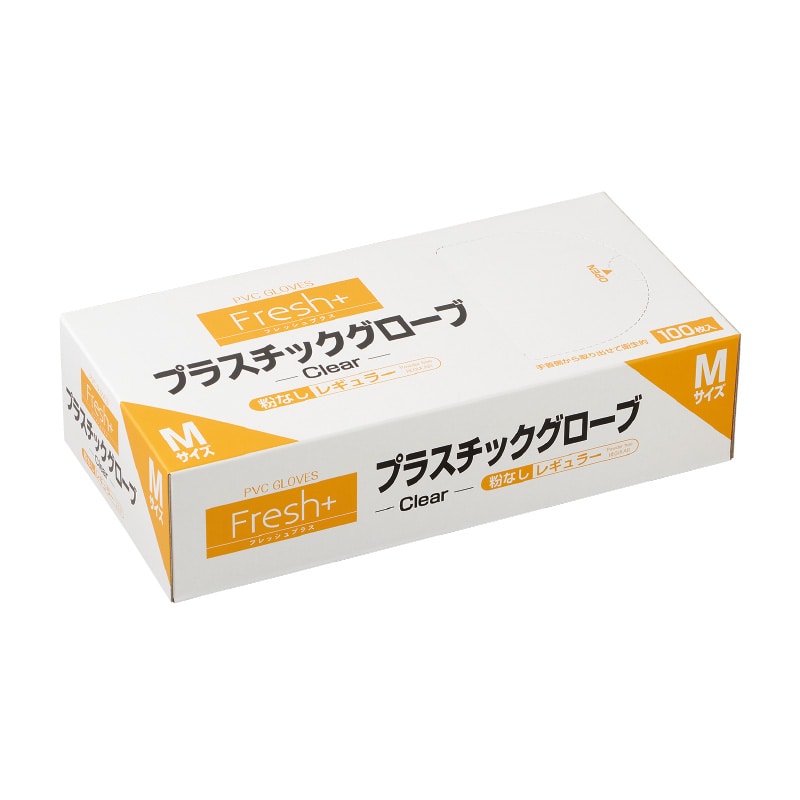 大黒工業 Fresh+レギュラー M プラスチックグローブ Fresh+レギュラー 粉無 M 100枚/袋（ご注文単位1袋)【直送品】