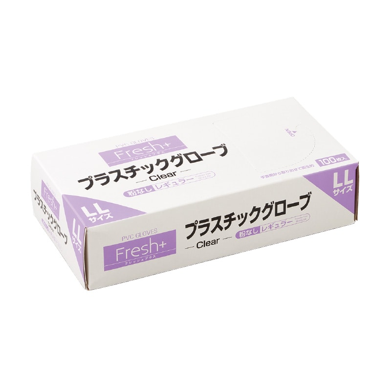 大黒工業 Fresh+レギュラー LL プラスチックグローブ Fresh+レギュラー 粉無 LL 100枚/袋（ご注文単位1袋)【直送品】